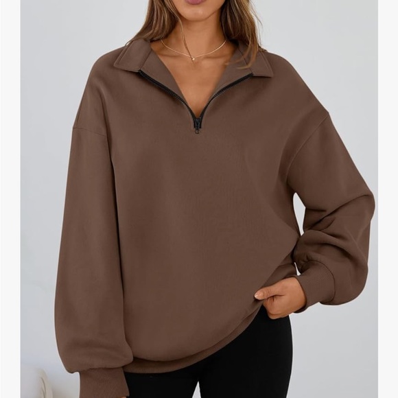 Trendy Queen Tops - Trendy Queen Oversized Half ZipSweatshirt